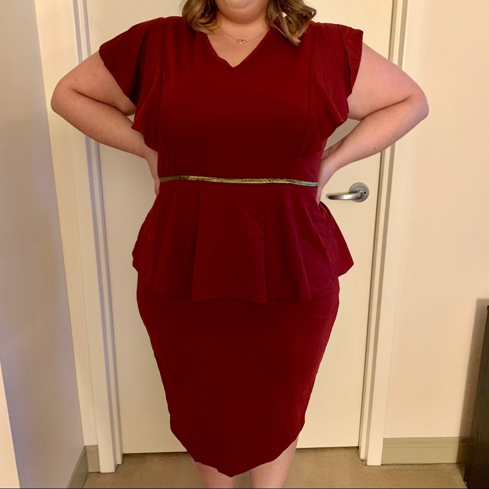 Maroon Peplum Dress